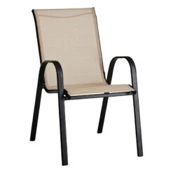 Stackable Taupe Sling Patio Chair
