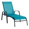 Stackable Teal Sling Outdoor Chaise Lounge Chair -Family Home Furn Store stackable teal sling outdoor chaise lounge chair