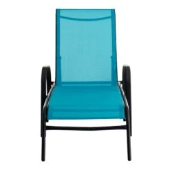 Stackable Teal Sling Outdoor Chaise Lounge Chair -Family Home Furn Store stackable teal sling outdoor chaise lounge chair 2