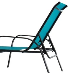 Stackable Teal Sling Outdoor Chaise Lounge Chair -Family Home Furn Store stackable teal sling outdoor chaise lounge chair 3