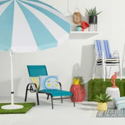 Stackable Teal Sling Outdoor Chaise Lounge Chair -Family Home Furn Store stackable teal sling outdoor chaise lounge chair 4