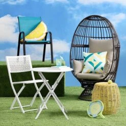 Stackable Teal Sling Patio Chair -Family Home Furn Store stackable teal sling patio chair 2