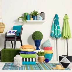 Stackable Teal Sling Patio Chair -Family Home Furn Store stackable teal sling patio chair 5