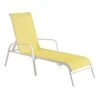 Stackable Yellow Sling Outdoor Chaise Lounge Chair With White Frame -Family Home Furn Store stackable yellow sling outdoor chaise lounge chair with white frame