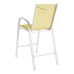 Stackable Yellow Sling Patio Barstool With White Frame -Family Home Furn Store stackable yellow sling patio barstool with white frame 4