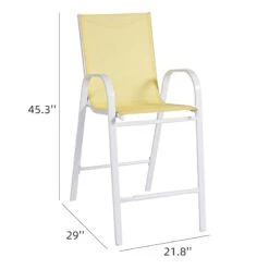 Stackable Yellow Sling Patio Barstool With White Frame -Family Home Furn Store stackable yellow sling patio barstool with white frame 5