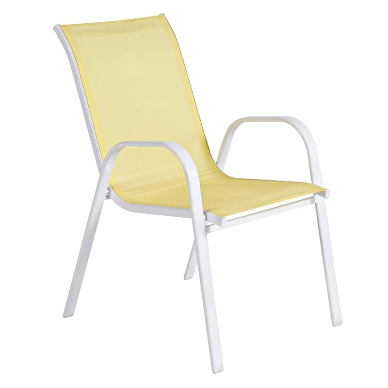 Stackable Yellow Sling Patio Chair With White Frame 4 Stackable Yellow Sling Patio Chair With White Frame - Image 2