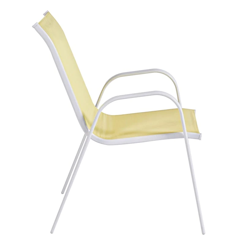 Stackable Yellow Sling Patio Chair With White Frame 5 Stackable Yellow Sling Patio Chair With White Frame - Image 3