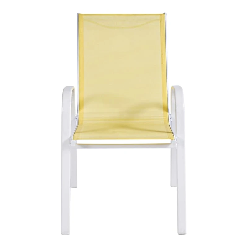 Stackable Yellow Sling Patio Chair With White Frame 7 Stackable Yellow Sling Patio Chair With White Frame - Image 5