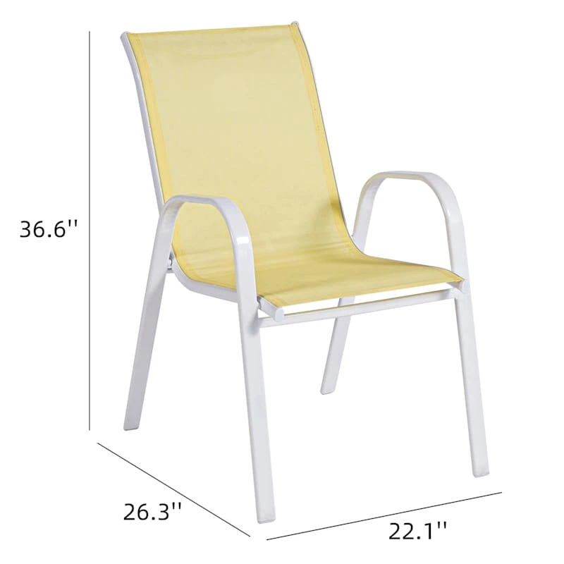 Stackable Yellow Sling Patio Chair With White Frame 8 Stackable Yellow Sling Patio Chair With White Frame - Image 6