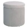 Stuart Round Storage Ottoman, Grey -Family Home Furn Store stuart round storage ottoman grey