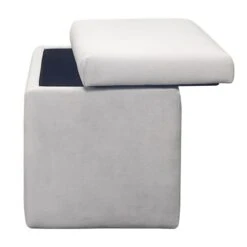 Stuart Square Storage Ottoman, Grey -Family Home Furn Store stuart square storage ottoman grey 3