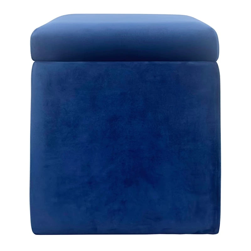 Stuart Square Storage Ottoman, Navy Blue 5 Stuart Square Storage Ottoman, Navy Blue - Image 3