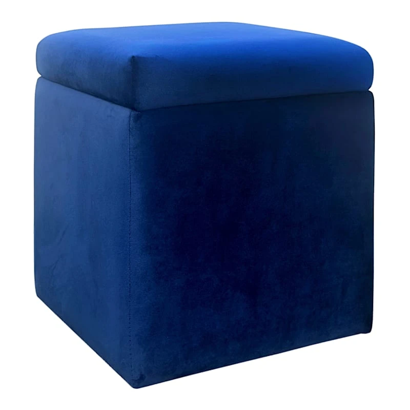 Stuart Square Storage Ottoman, Navy Blue 3 Stuart Square Storage Ottoman, Navy Blue
