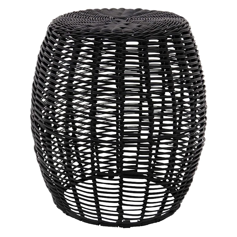 Sunny Club Black Wicker Outdoor Ottoman, 16" 4 Sunny Club Black Wicker Outdoor Ottoman, 16" - Image 2