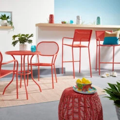 Sunny Club Coral Textilene Stackable Outdoor Barstool -Family Home Furn Store sunny club coral textilene stackable outdoor barstool 5