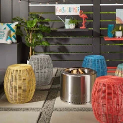 Sunny Club Grey Wicker Outdoor Ottoman, 16" -Family Home Furn Store sunny club grey wicker outdoor ottoman 16 2