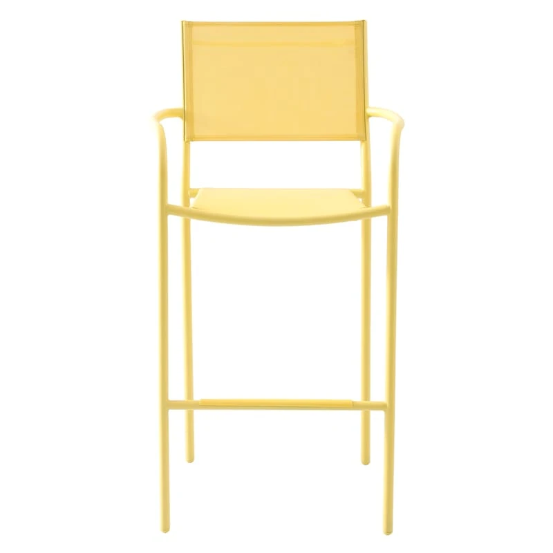 Sunny Club Light Yellow Textilene Stackable Outdoor Barstool 4 Sunny Club Light Yellow Textilene Stackable Outdoor Barstool - Image 2