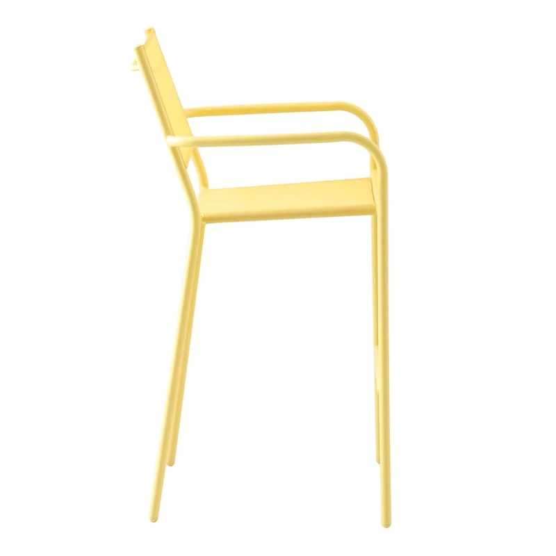 Sunny Club Light Yellow Textilene Stackable Outdoor Barstool 5 Sunny Club Light Yellow Textilene Stackable Outdoor Barstool - Image 3