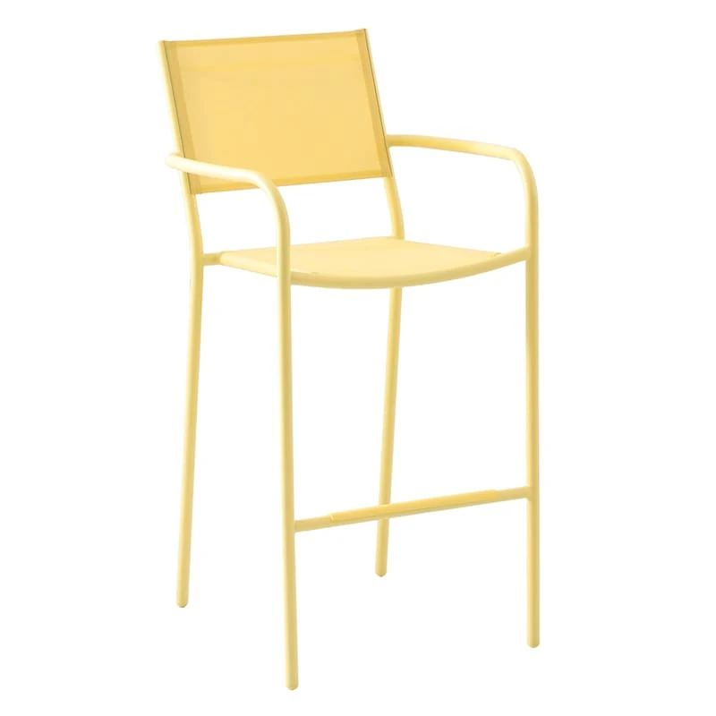 Sunny Club Light Yellow Textilene Stackable Outdoor Barstool 3 Sunny Club Light Yellow Textilene Stackable Outdoor Barstool
