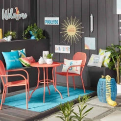 Sunny Club Outdoor Blue Wicker Ottoman, 16" -Family Home Furn Store sunny club outdoor blue wicker ottoman 16 2