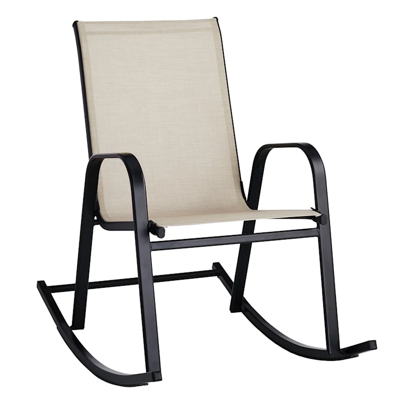 Tan Sling Patio Rocking Chair 3 Tan Sling Patio Rocking Chair