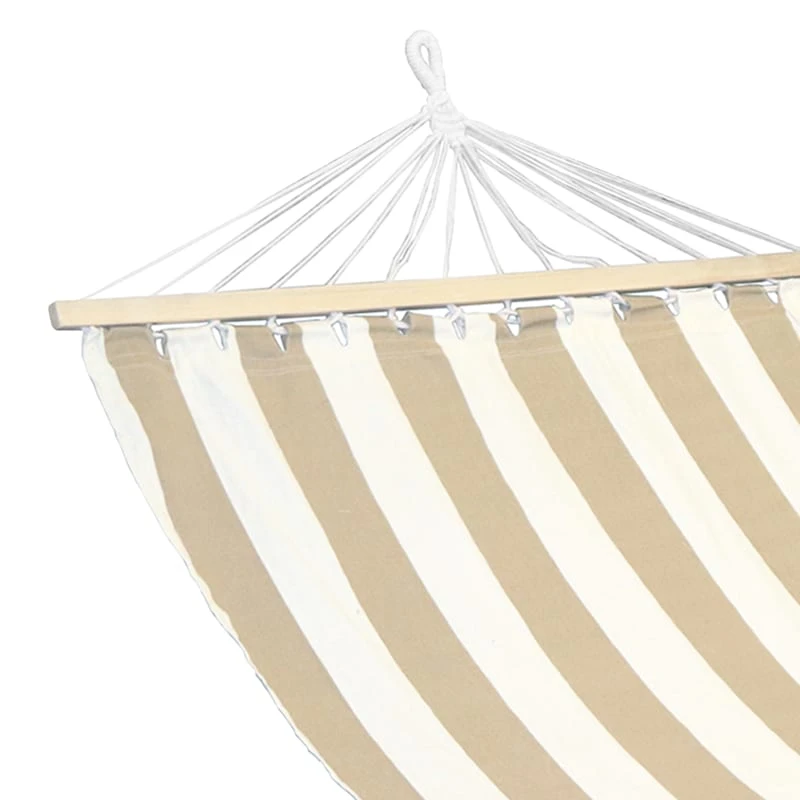 Tan & White Striped Outdoor Hammock 4 Tan & White Striped Outdoor Hammock - Image 2