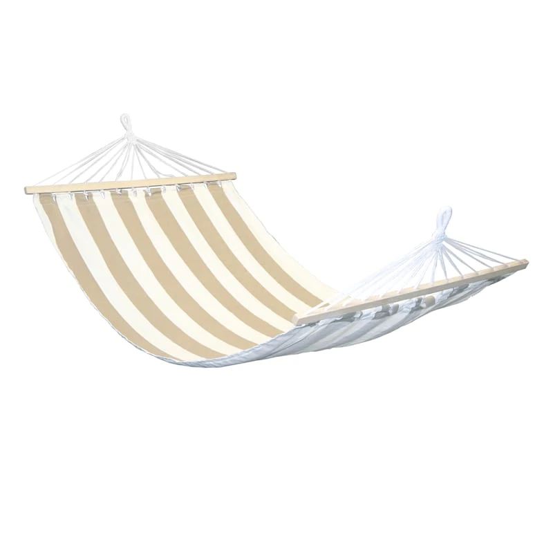Tan & White Striped Outdoor Hammock 3 Tan & White Striped Outdoor Hammock