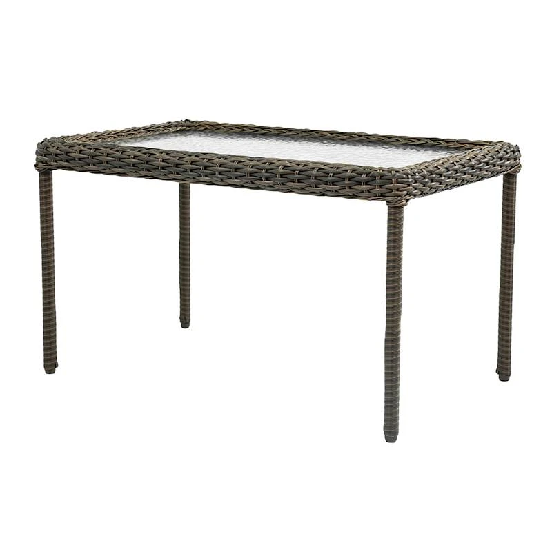 Tempered Glass Top Outdoor Wicker Coffee Table, Brown 3 Tempered Glass Top Outdoor Wicker Coffee Table, Brown