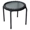Tempered Glass Top Outdoor Wicker End Table, Black -Family Home Furn Store tempered glass top outdoor wicker end table black