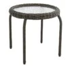 Tempered Glass Top Outdoor Wicker End Table, Brown -Family Home Furn Store tempered glass top outdoor wicker end table brown