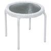 Tempered Glass Top Outdoor Wicker End Table, White 1 Tempered Glass Top Outdoor Wicker End Table, White -Family Home Furn Store tempered glass top outdoor wicker end table white