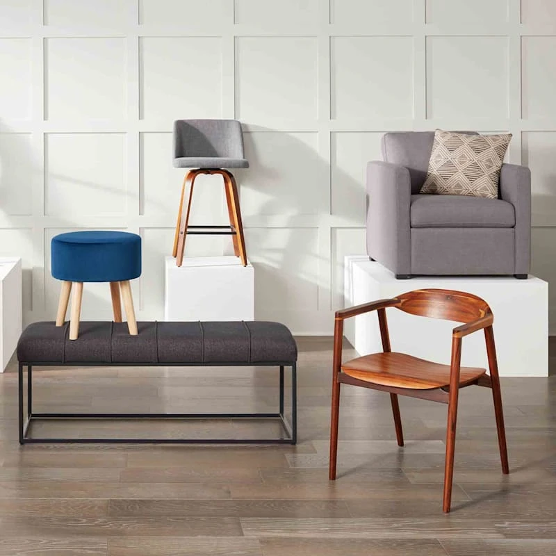 Toriano Walnut & Grey Counter Stool, 26" 8 Toriano Walnut & Grey Counter Stool, 26" - Image 6