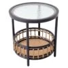 Tracey Boyd Brown Wicker End Table With Glass Top -Family Home Furn Store tracey boyd brown wicker end table with glass top