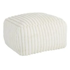 Tracey Boyd Esme Channeled Fur Pouf, Ivory