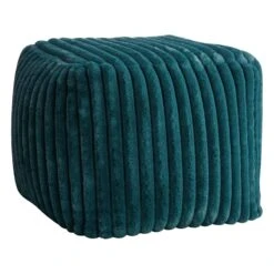 Tracey Boyd Esme Channeled Fur Pouf, Teal