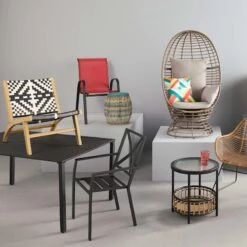 Tracey Boyd Maya Black & White Armless Outdoor Chair -Family Home Furn Store tracey boyd maya black white armless outdoor chair 2