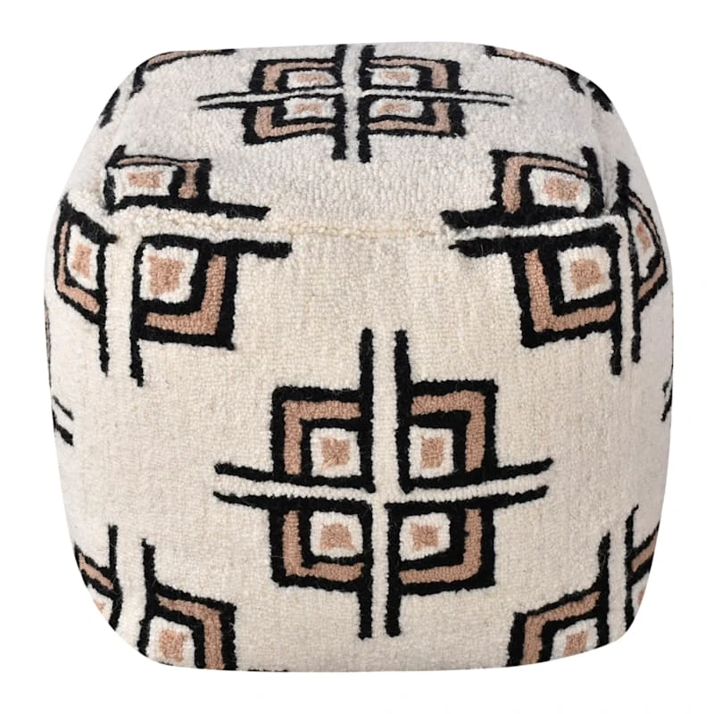 Tracey Boyd Tile Tufted Pouf, Cream 4 Tracey Boyd Tile Tufted Pouf, Cream - Image 2