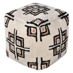 Tracey Boyd Tile Tufted Pouf, Cream
