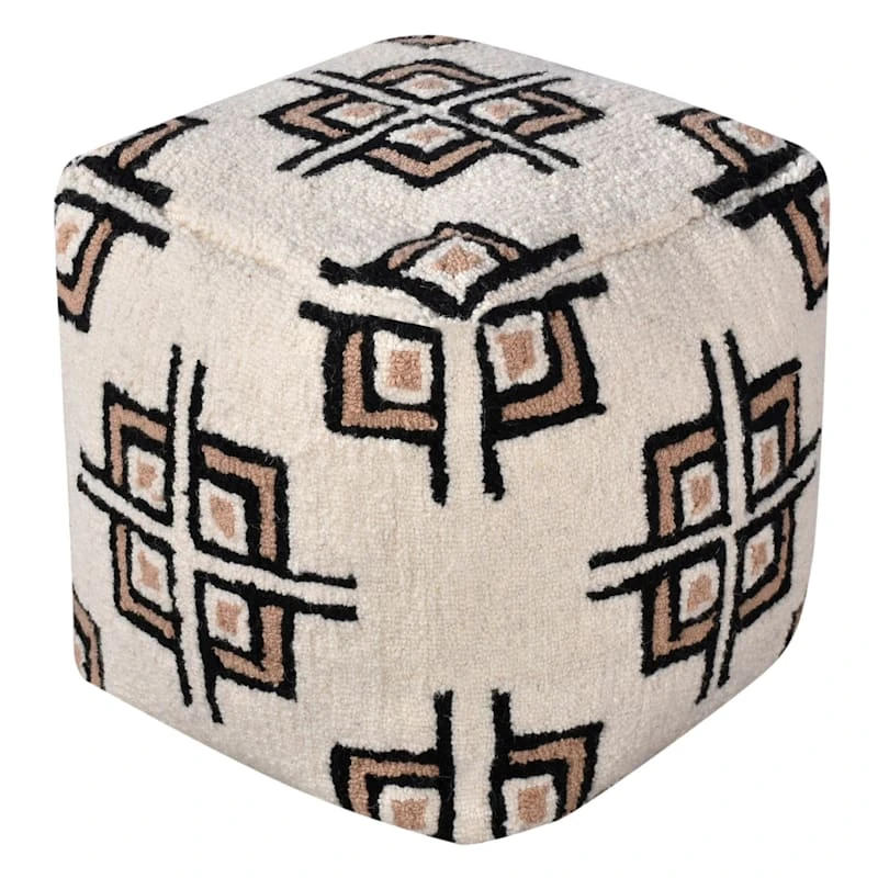 Tracey Boyd Tile Tufted Pouf, Cream 3 Tracey Boyd Tile Tufted Pouf, Cream