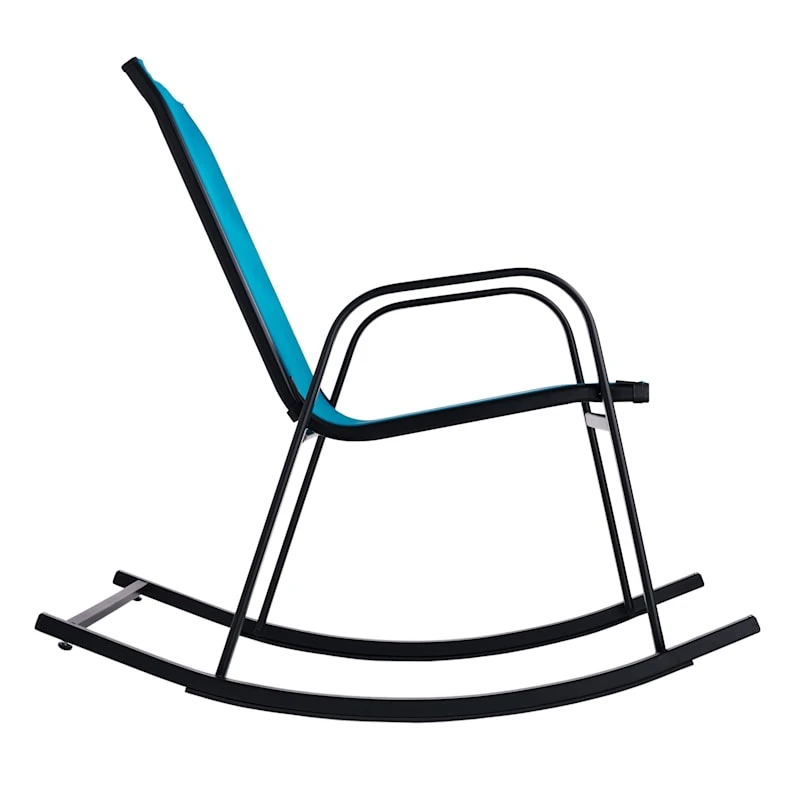 Turquoise Sling Patio Rocking Chair 6 Turquoise Sling Patio Rocking Chair - Image 4