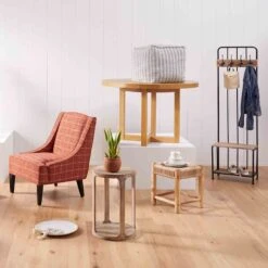 Ty Pennington Lex Blue Striped Square Pouf, 16" -Family Home Furn Store ty pennington lex blue striped square pouf 16 3