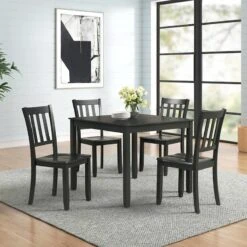 Uptown 5-Piece Dining Set, Black -Family Home Furn Store uptown 5 piece dining set black 6