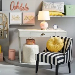 Family Home Furn Store -Family Home Furn Store white faux fur round ottoman 1