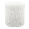 White Faux Fur Round Ottoman -Family Home Furn Store white faux fur round ottoman