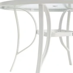 White Steel Round Table, 42" -Family Home Furn Store white steel round table 42 3