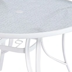 White Steel Round Table, 42" -Family Home Furn Store white steel round table 42 5