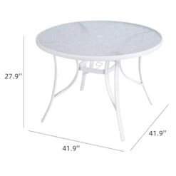 White Steel Round Table, 42" -Family Home Furn Store white steel round table 42 6
