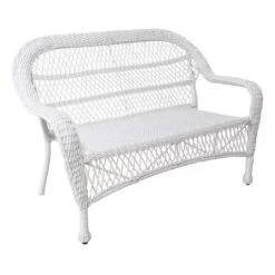Wicker Settee, White
