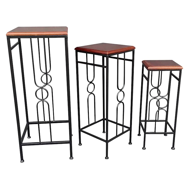 Wood Top Plant Stand, Small 3 Wood Top Plant Stand, Small